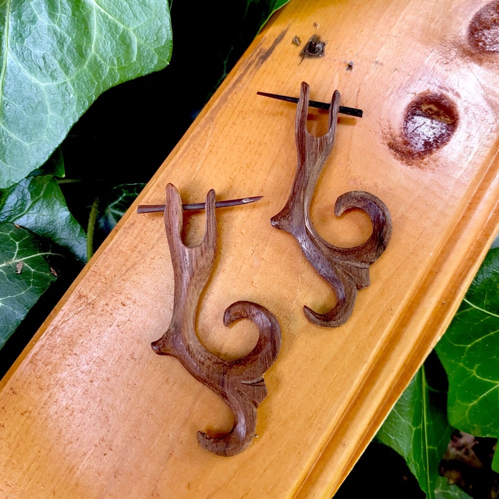 🌈 3/$20 HANDMADE FAKE GAUGE WOOD HANGER ORGANIC WOOD EARRINGS